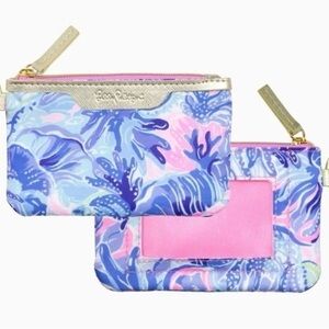 NEW Lilly Pulitzer ID Case In Shade Seekers With Keyring And Zipper